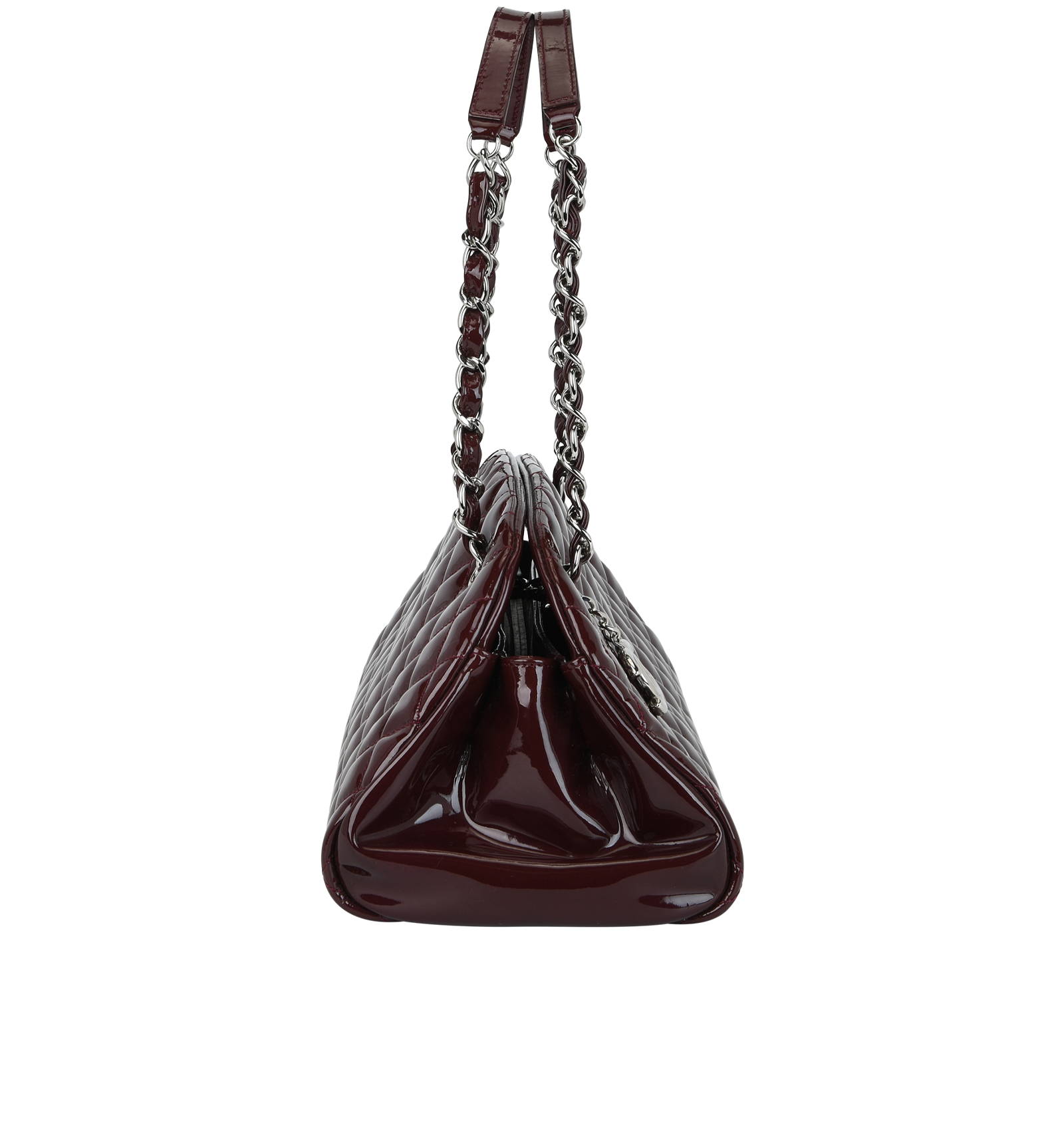 Mademoiselle, &pound;950, Handbags, Red, Patent Leather, Side view